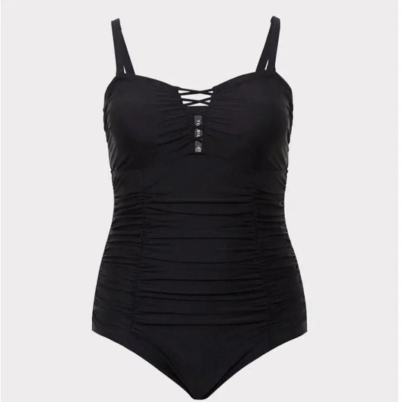 Torrid Swim Swimsuit One Piece Lattice Wireless Slimming Black New Plus Size 2X - Picture 14 of 14